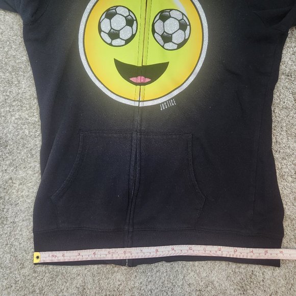Justice Active Soccer Smiley zip up Hoodie playful athleisure SZ 12/14 - Picture 5 of 10